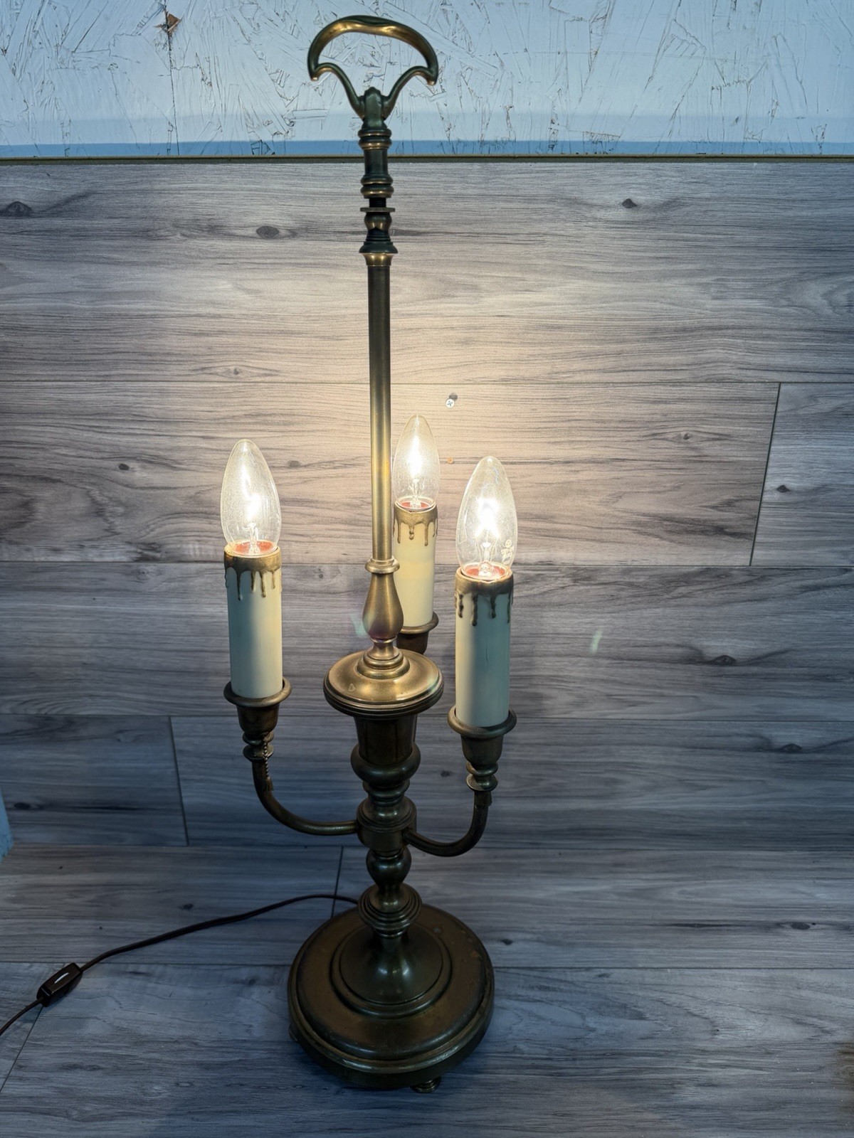 Vintage Solid Brass Bouillotte Lamp French Style 3 lamp, 3 Switch RARE Vintage Solid Brass Bouillotte Lamp French Style 3 lamp, 3 Switch RARE