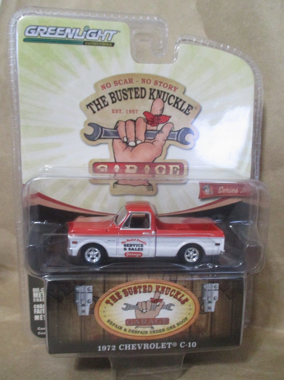 Greenlight Busted Knuckle Garage 1972 Chevy C10 SWB Pickup 1:64 Rubber Tires