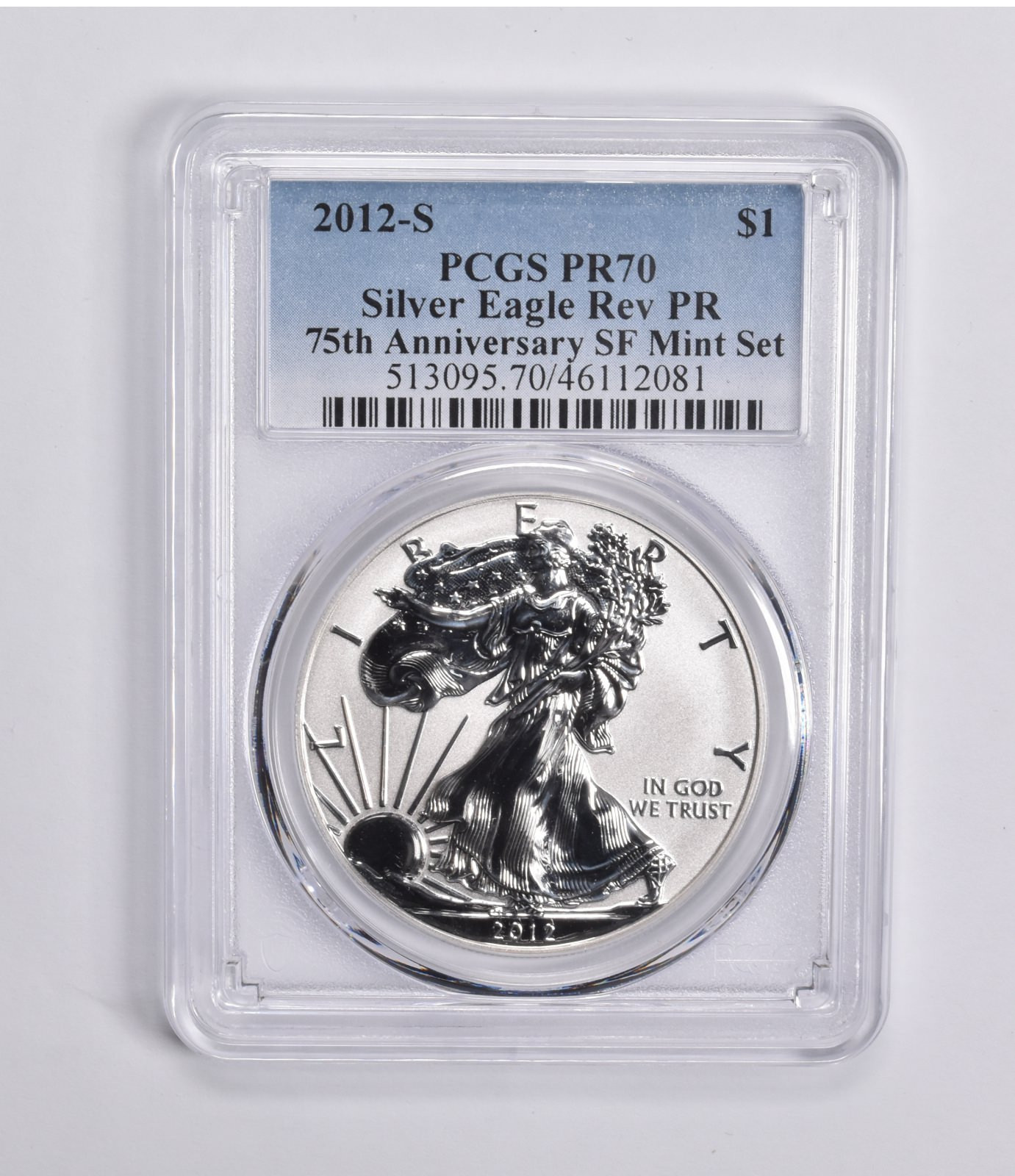 2012-S American Silver Eagle 75th Anniversary SF Mint Set PR70 REV PCGS 2012-S American Silver Eagle 75th Anniversary SF Mint Set PR70 REV PCGS