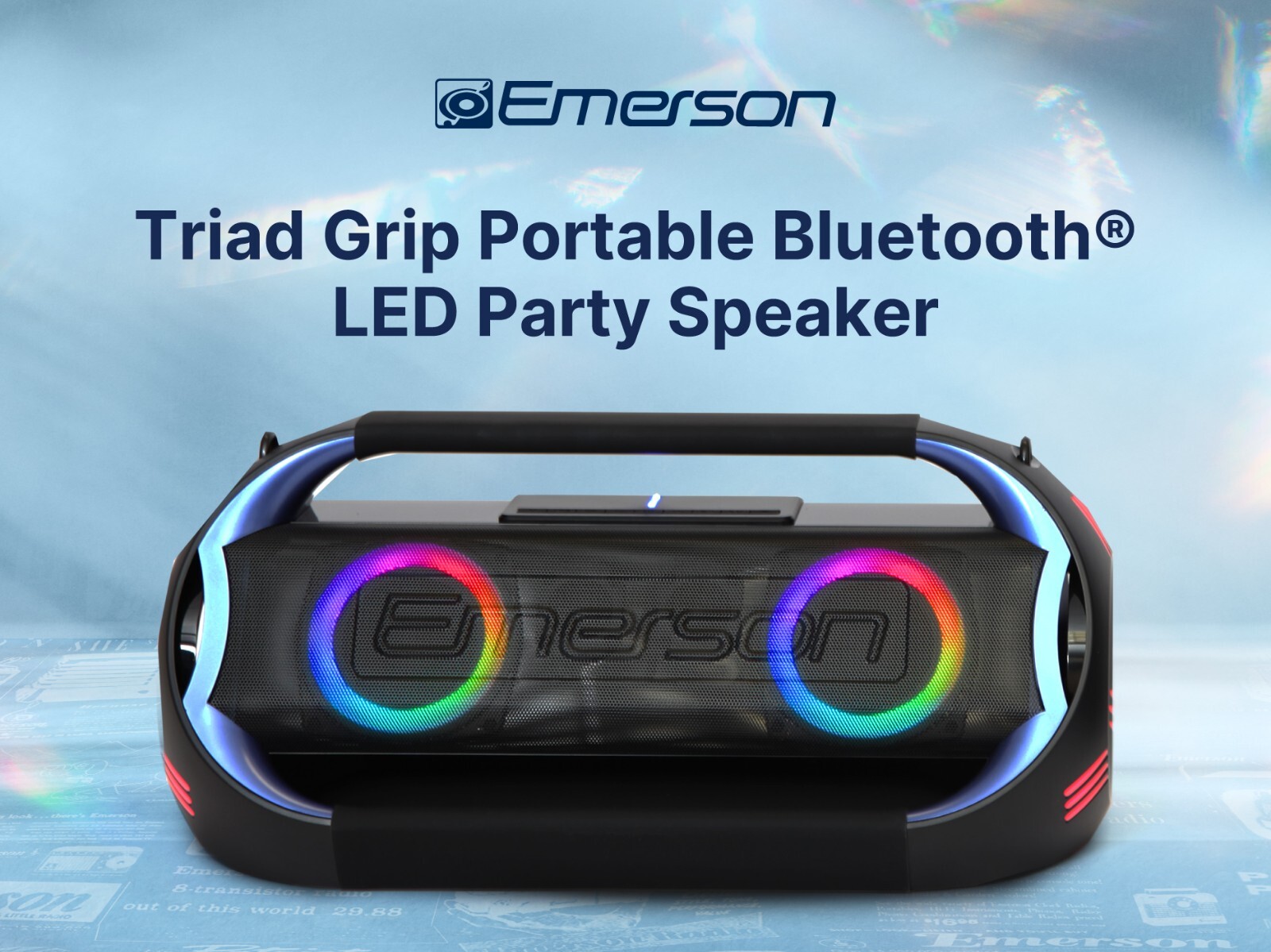 Emerson EDSP-5000 Triad Grip 80 Watt Portable Bluetooth LED Party Speaker