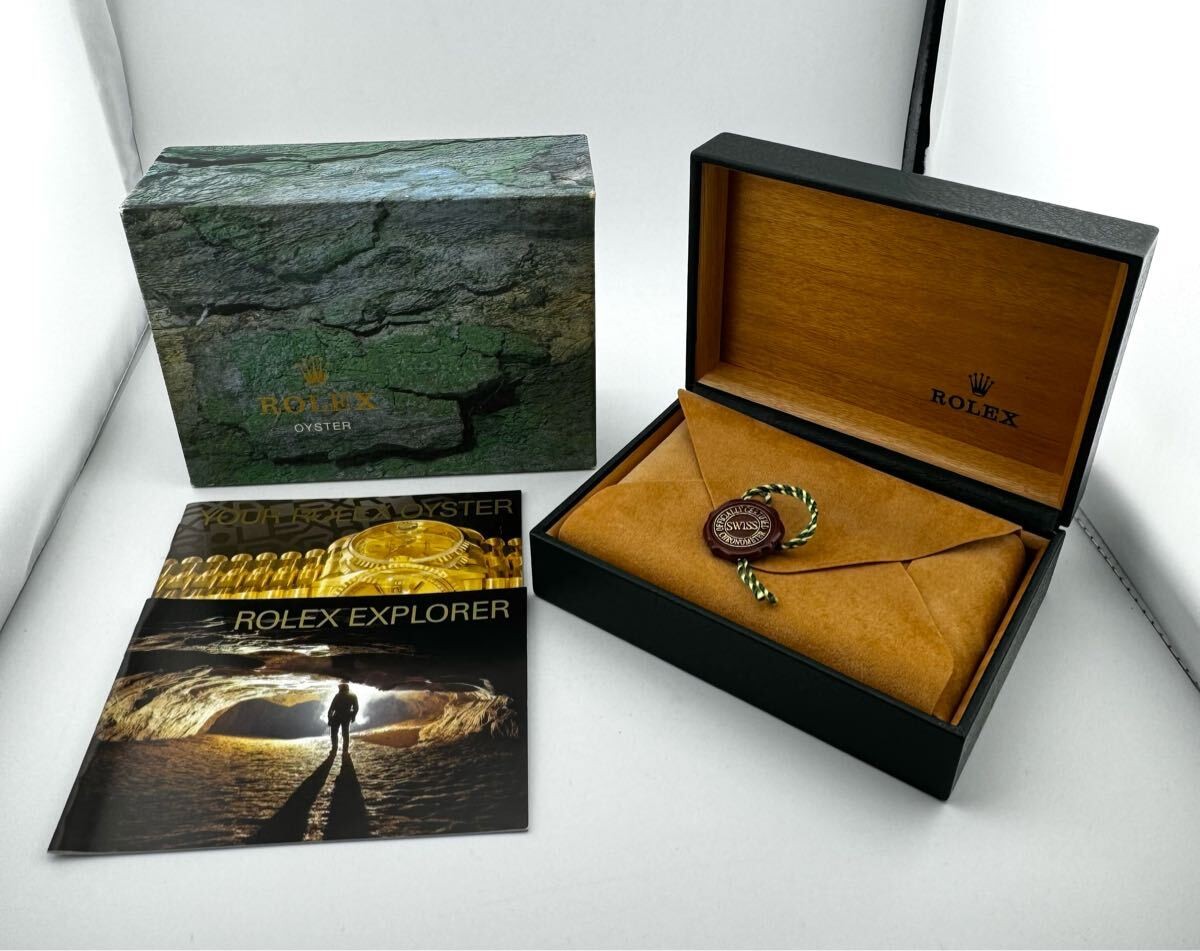 Rolex Explorer Box Set Green Leather Wood Box Outer Box Booklets Seal Tag 16570