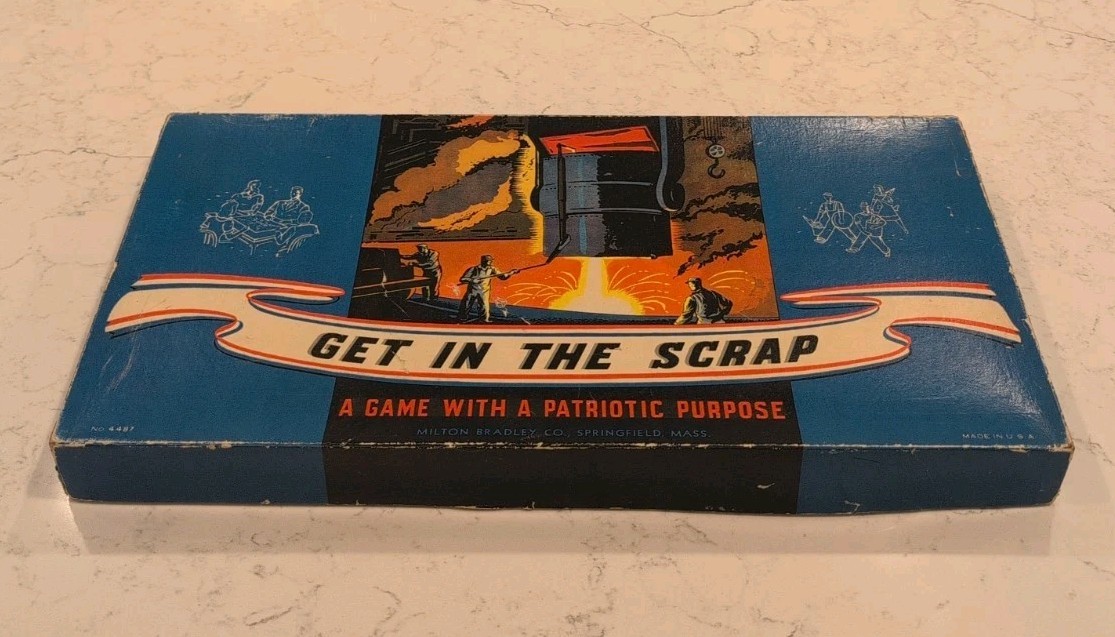 VINTAGE 1944 WWII GET IN THE SCRAP BOARD GAME MILTON BRADLEY #4487 - COMPLETE