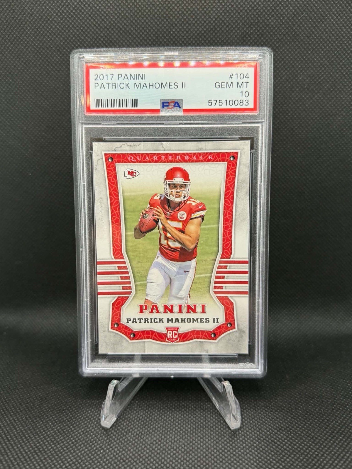 2017 Panini Patrick Mahomes RC #104 Rookie Card Kansas City Chiefs PSA 10 Mint