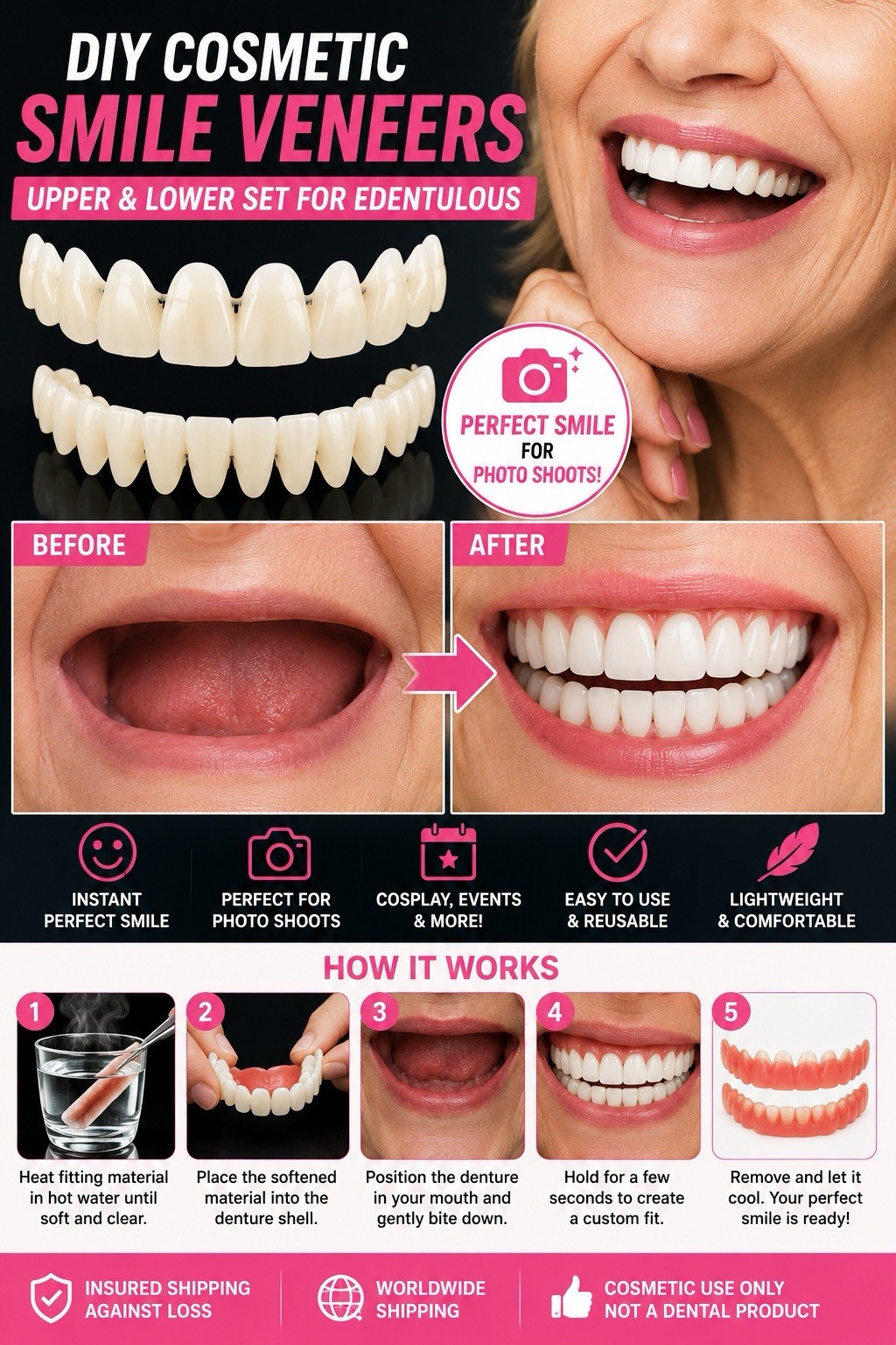 DIY Denture Kit - Homemade Dentures, Custom Dentures From Home, Full Kit