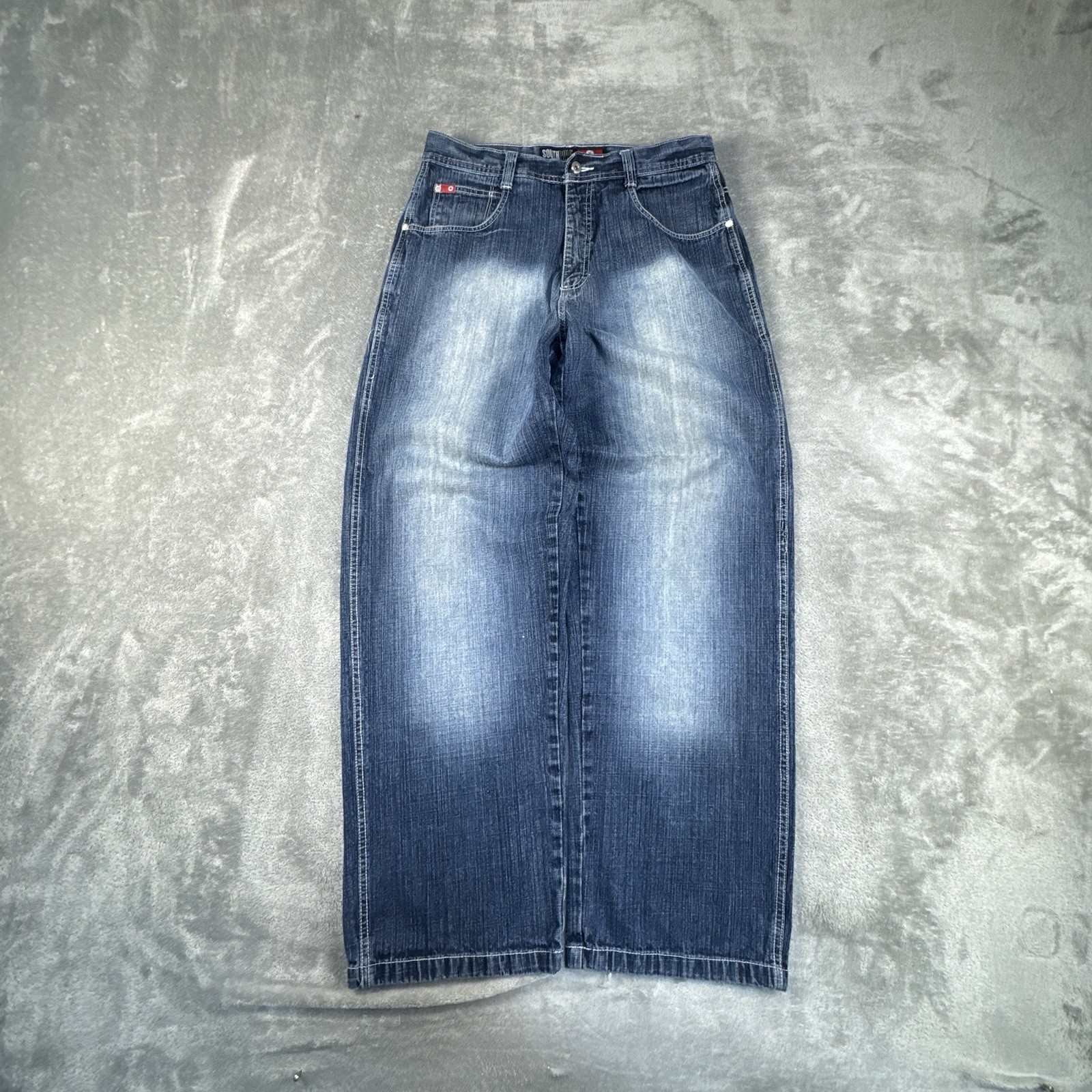 Vintage Southpole Red Tab Jeans Mens 34 Faded Blue Baggy Skate y2k Grunge Vintage Southpole Red Tab Jeans Mens 34 Faded Blue Baggy Skate y2k Grunge