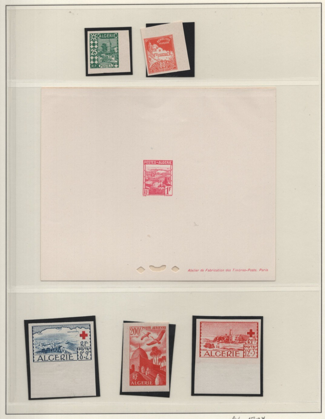 Algeria 1941 Three Large Die Proofs Epreuve De Luxe Sc. #132-134 & 5 Imperfs