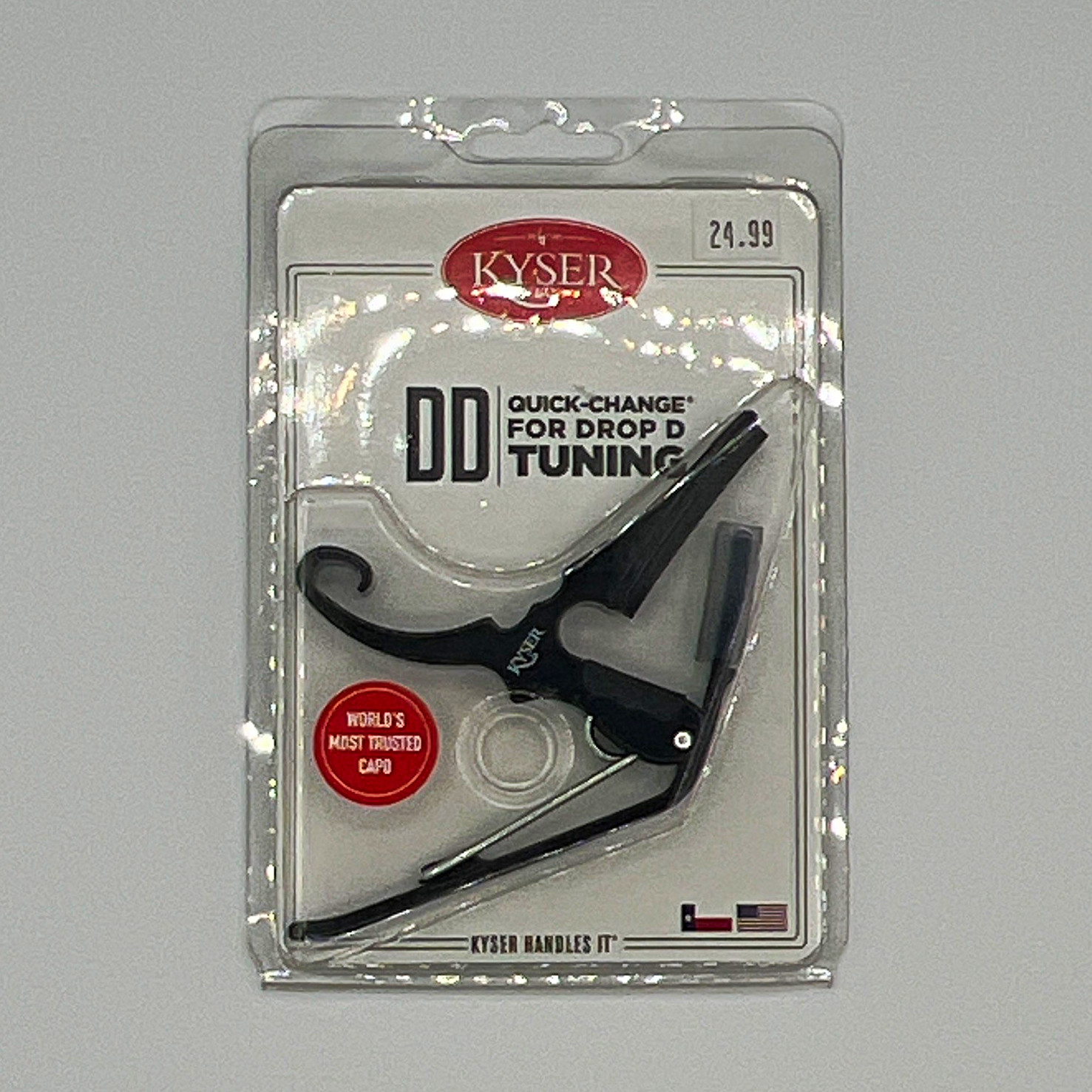 Kyser Quick-Change Drop D Tuning Capo for Guitar Black Metal KGDBA