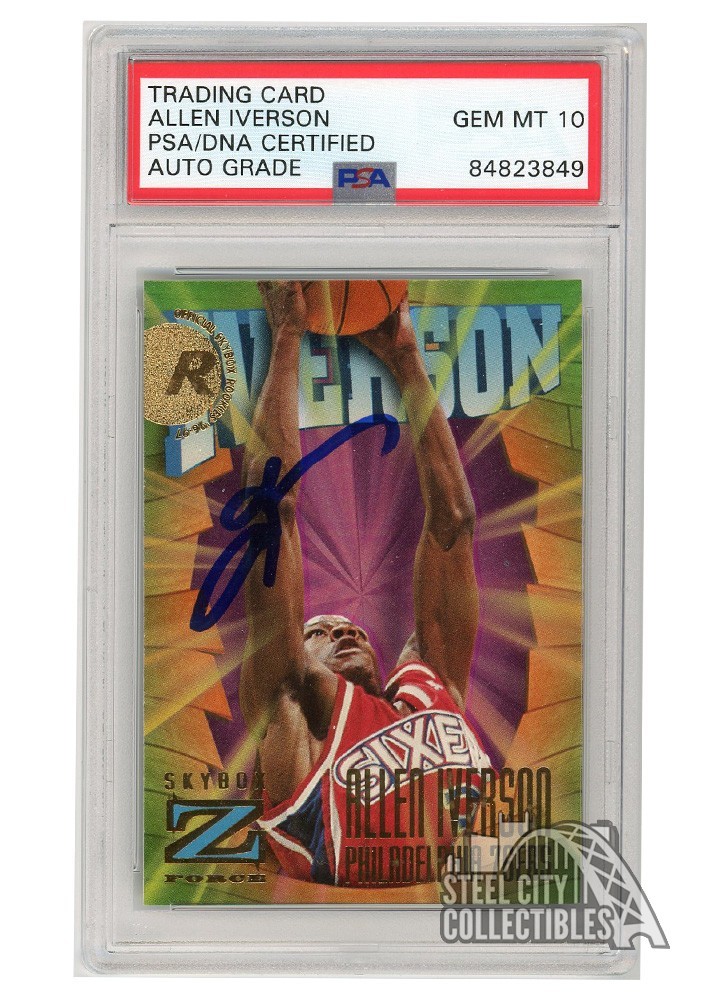 Allen Iverson 1996-97 Skybox Z-Force Autograph Rookie Card #151 PSA/DNA 10 Allen Iverson 1996-97 Skybox Z-Force Autograph Rookie Card #151 PSA/DNA 10