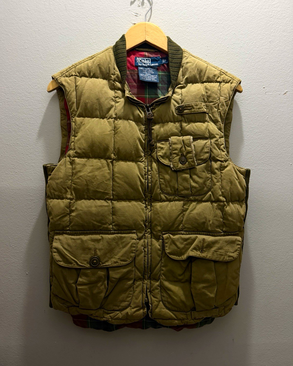 VTG Polo Ralph Lauren Outdoor Down Vest Lamb Fur Plaid Flannel Lined Size Small VTG Polo Ralph Lauren Outdoor Down Vest Lamb Fur Plaid Flannel Lined Size Small