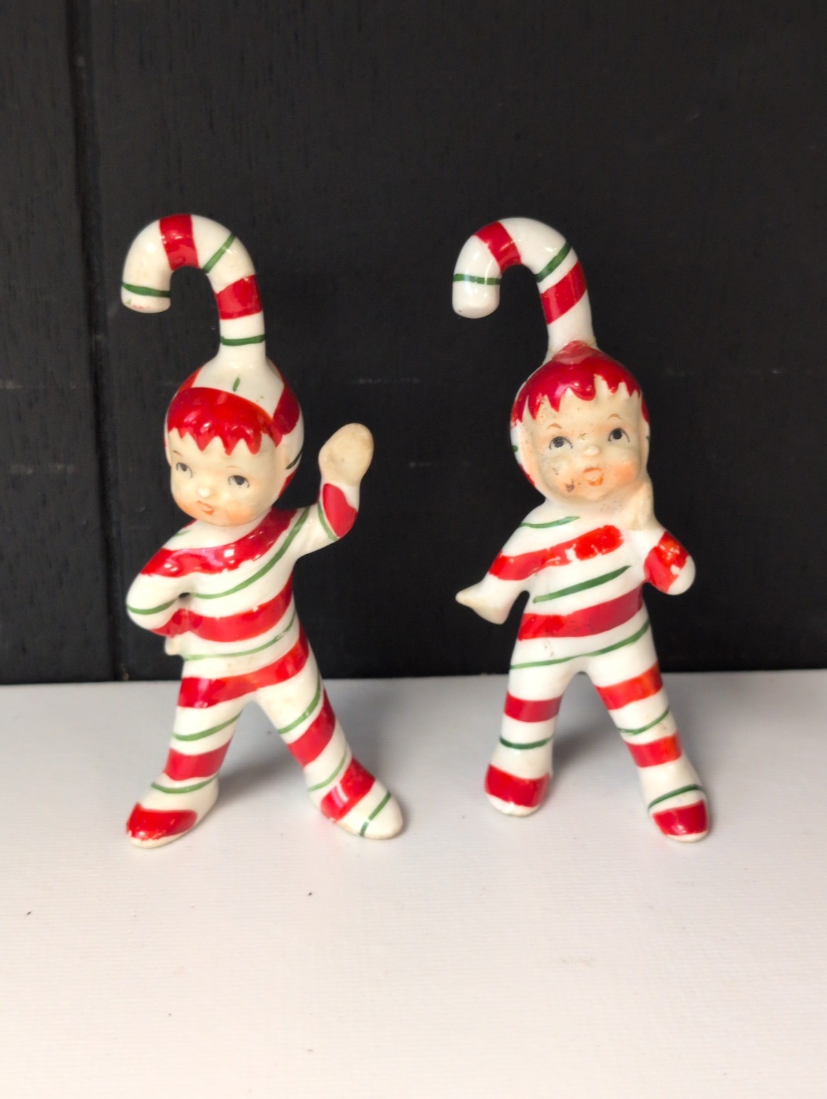 Vintage Geo Z Lefton Christmas Candy Cane Elf Waving Pixie Japan Read Desc Vintage Geo Z Lefton Christmas Candy Cane Elf Waving Pixie Japan Read Desc