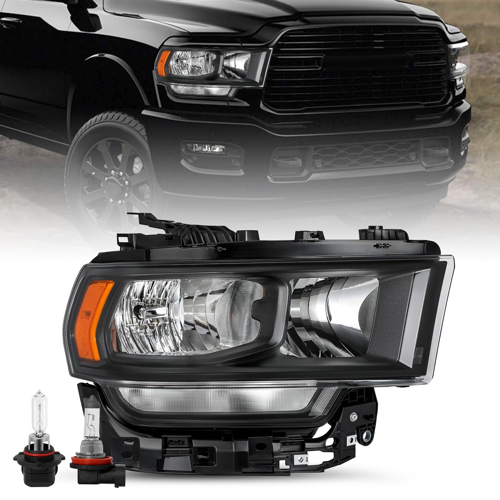 Halogen Headlight Fit for2019-2024 Dodge Ram 2500 3500