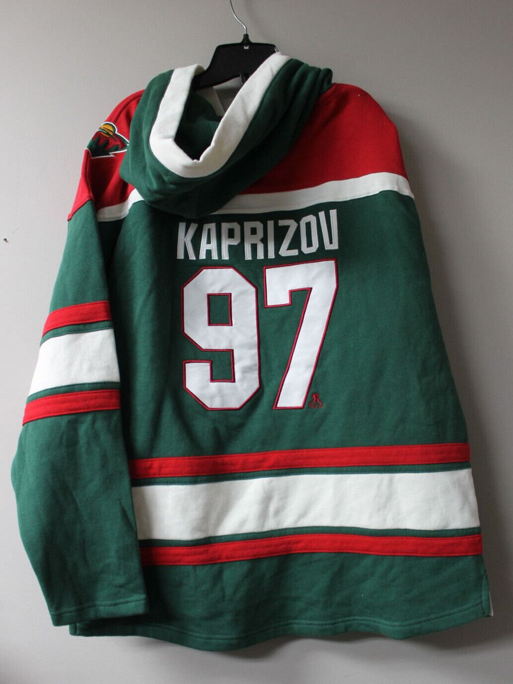New NHL Minnesota Wild #97 KAPRIZOV old time mid weight cotton hoodie men\'s L