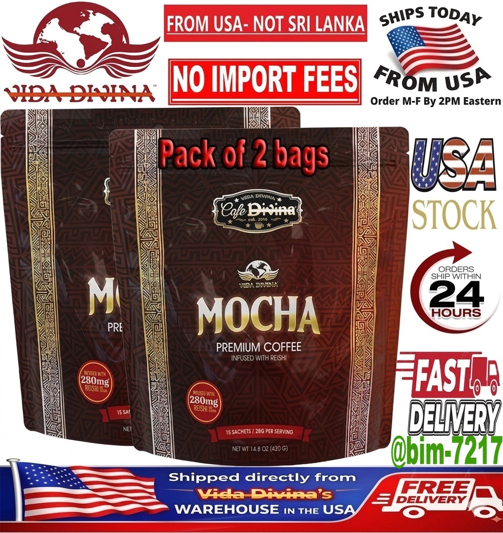 Cafe DlVlNA Mocha instant coffee Organic 30 Sachets - 2 bags - New Exp. 2028🔥
