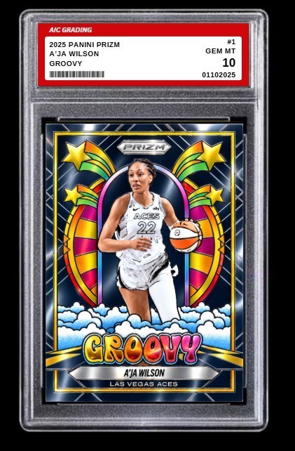 2025 Panini Prizm WNBA A\'JA Wilson Card #1 Groovy Edition Gem Mint Graded 10 2025 Panini Prizm WNBA A\'JA Wilson Card #1 Groovy Edition Gem Mint Graded 10