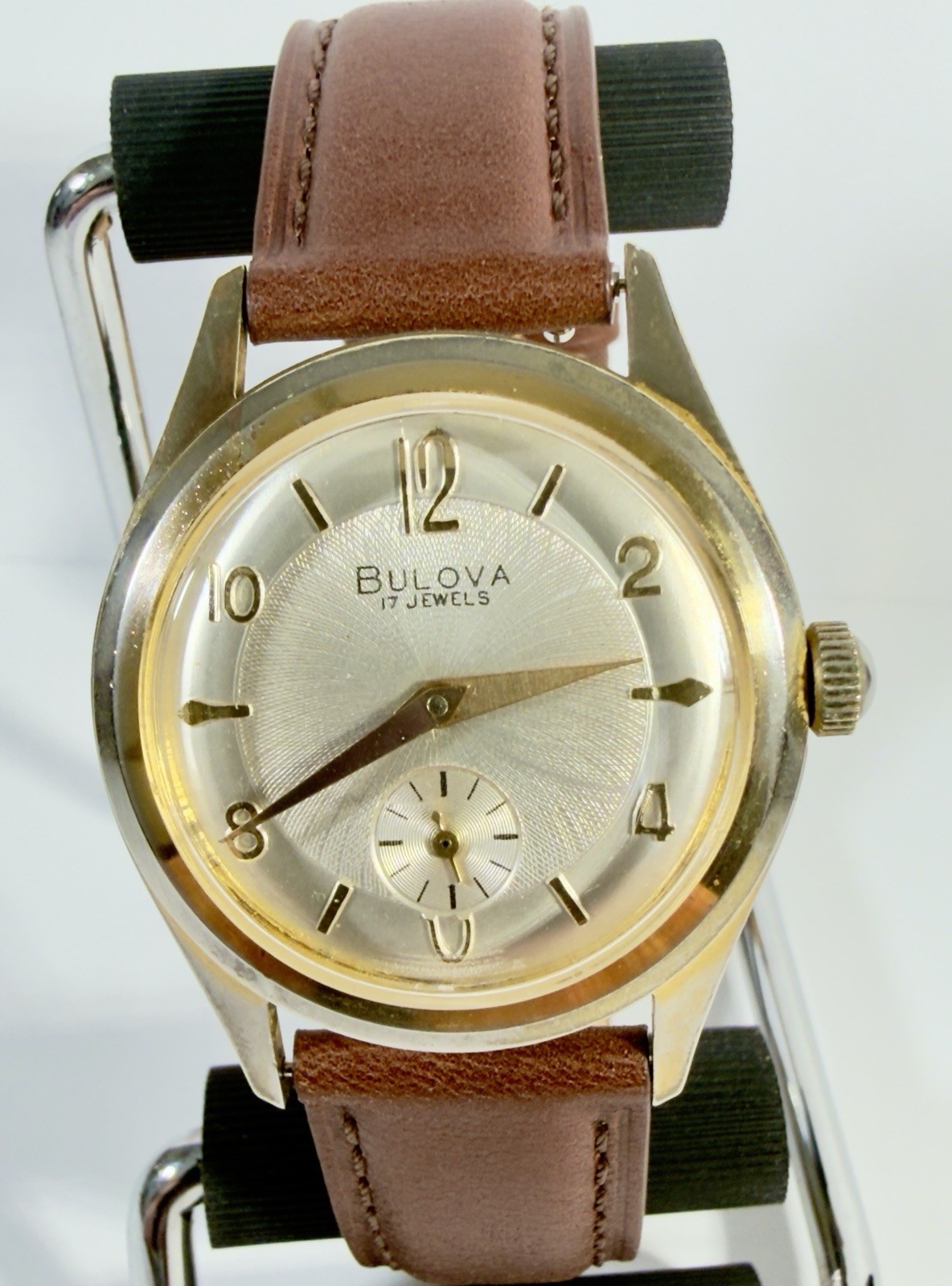 Vtg 1959 Bulova Sea King Mens Watch 11AF 17J Sub Seconds Textured Dial RUNS -9X