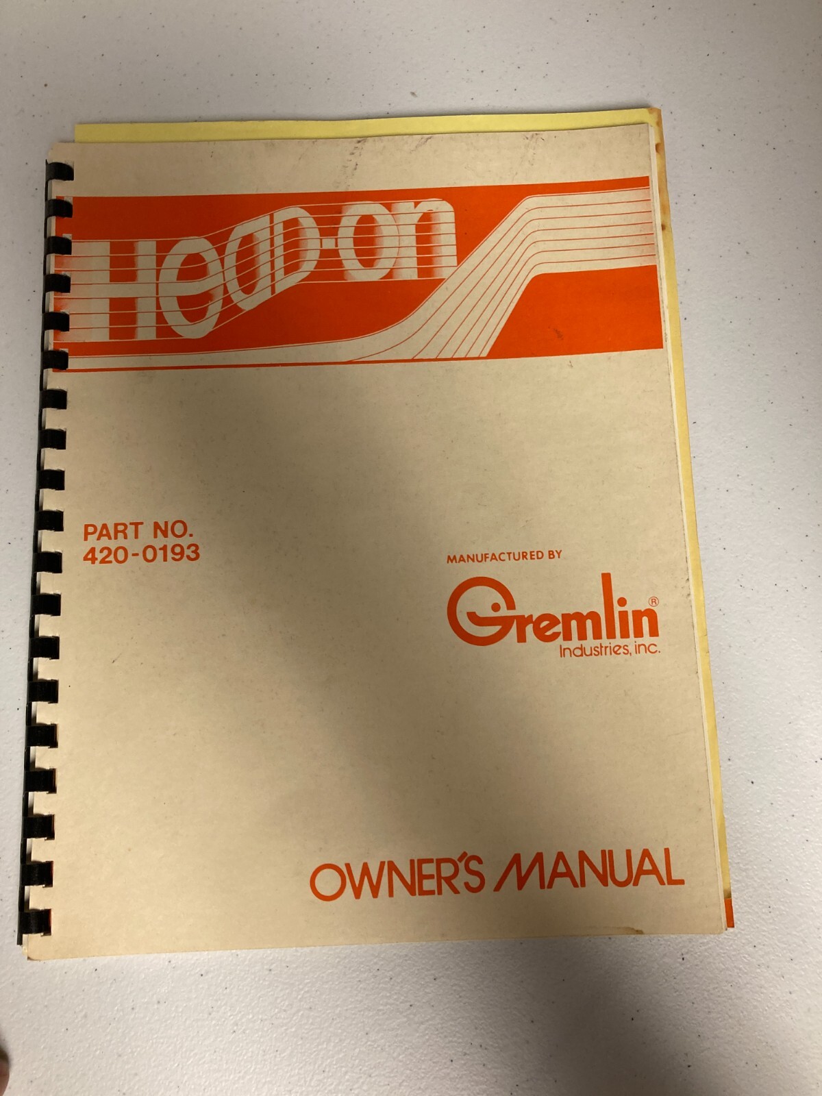 Sega Gremlin Head-On Arcade Owners Manual with Inserts 420-0193 Sega Gremlin Head-On Arcade Owners Manual with Inserts 420-0193
