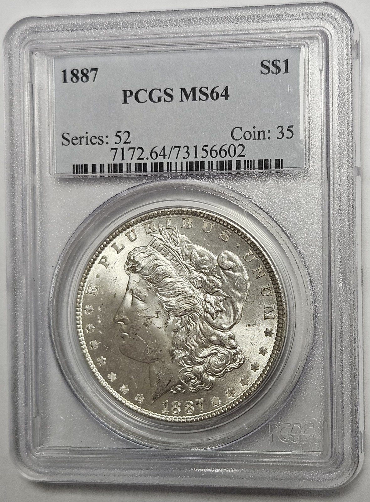 1887 P Philadelphia Mint Morgan Silver Dollar $1 PCGS MS 64