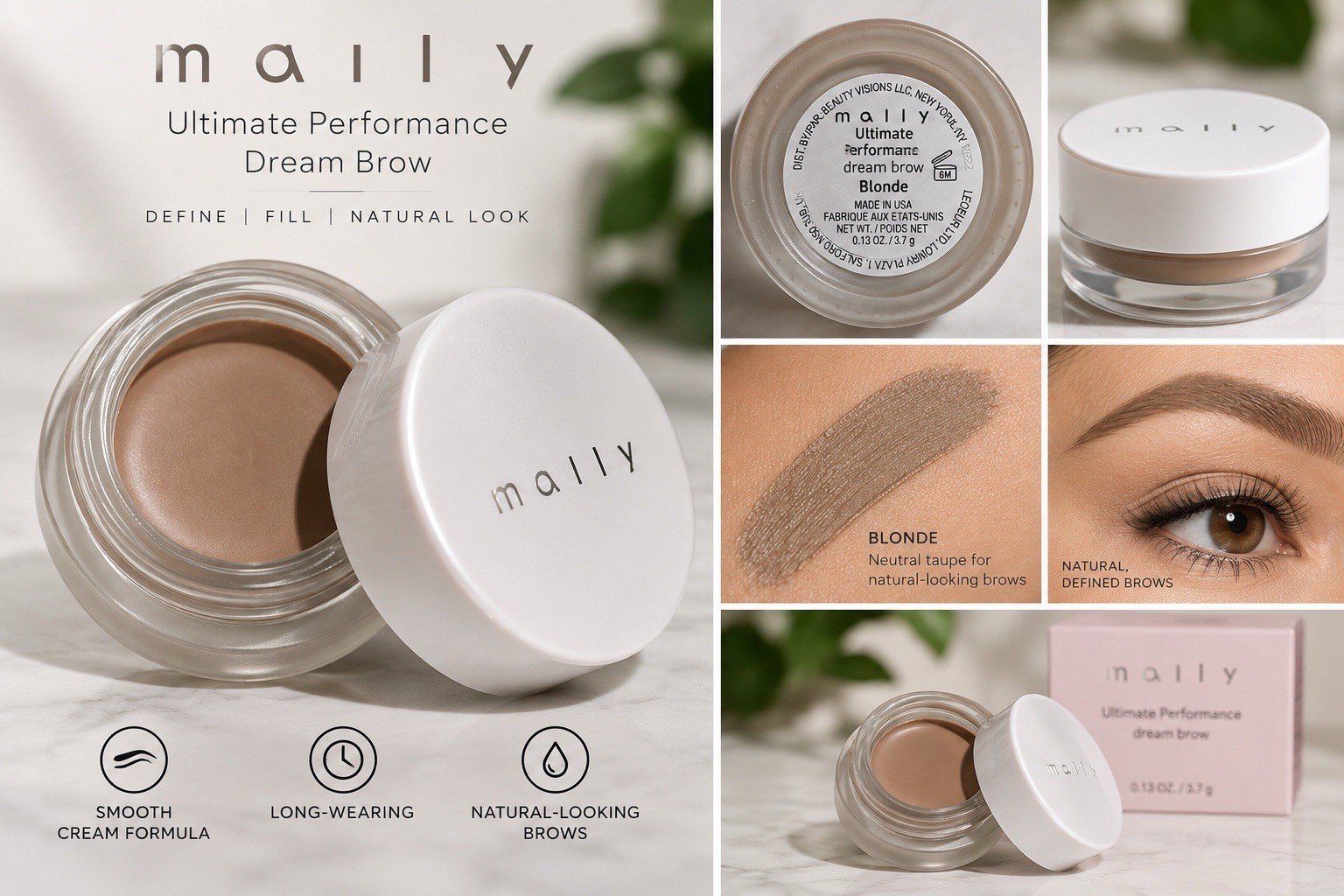Mally Ultimate Performance Dream Brow Blonde 0.13 oz 3.7g Full Size NWOB