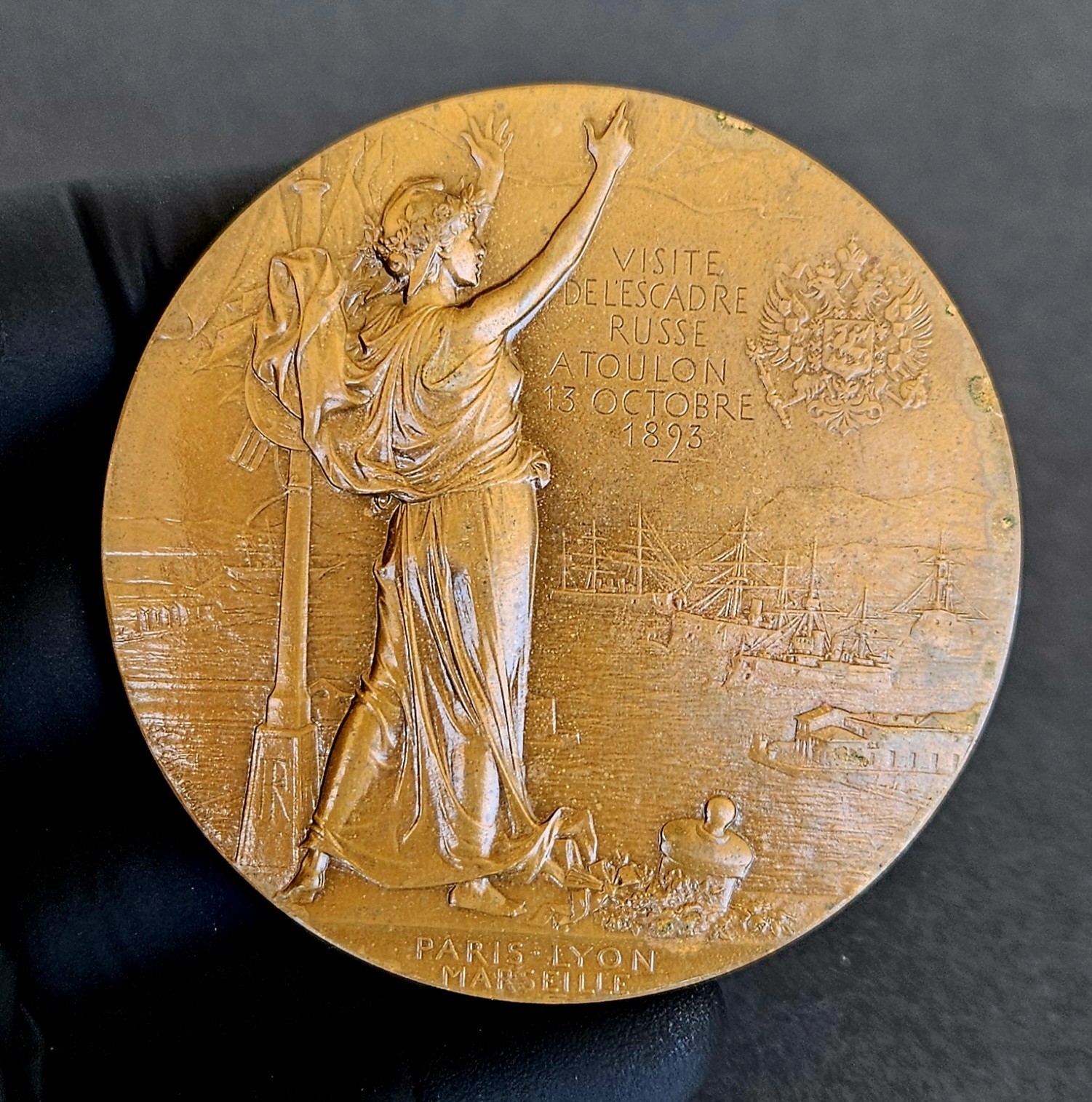 1893 Franco Russian Alliance Bronze Medal Toulon Visit Russian Fleet Chaplain 11