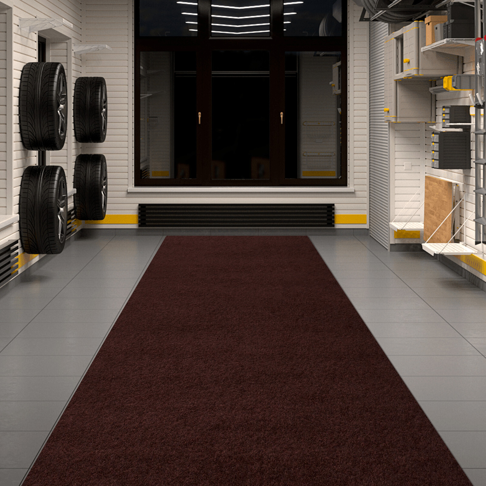 Runner Rug Hallway Non Slip Rubber Back Custom Size as Carpet Doormat Brown