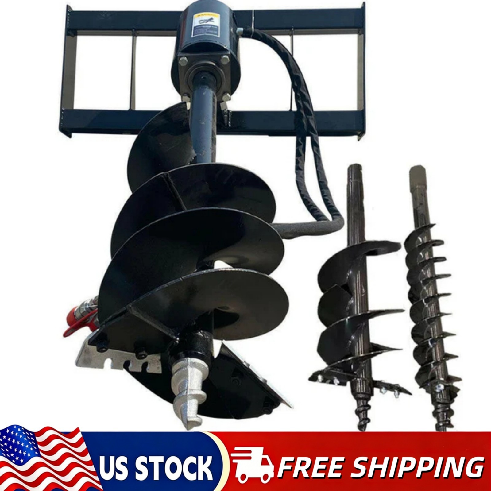AGT Skid Steer Attachment Auger Post Hole Hydraulic Digger 6in/12in/14in Black
