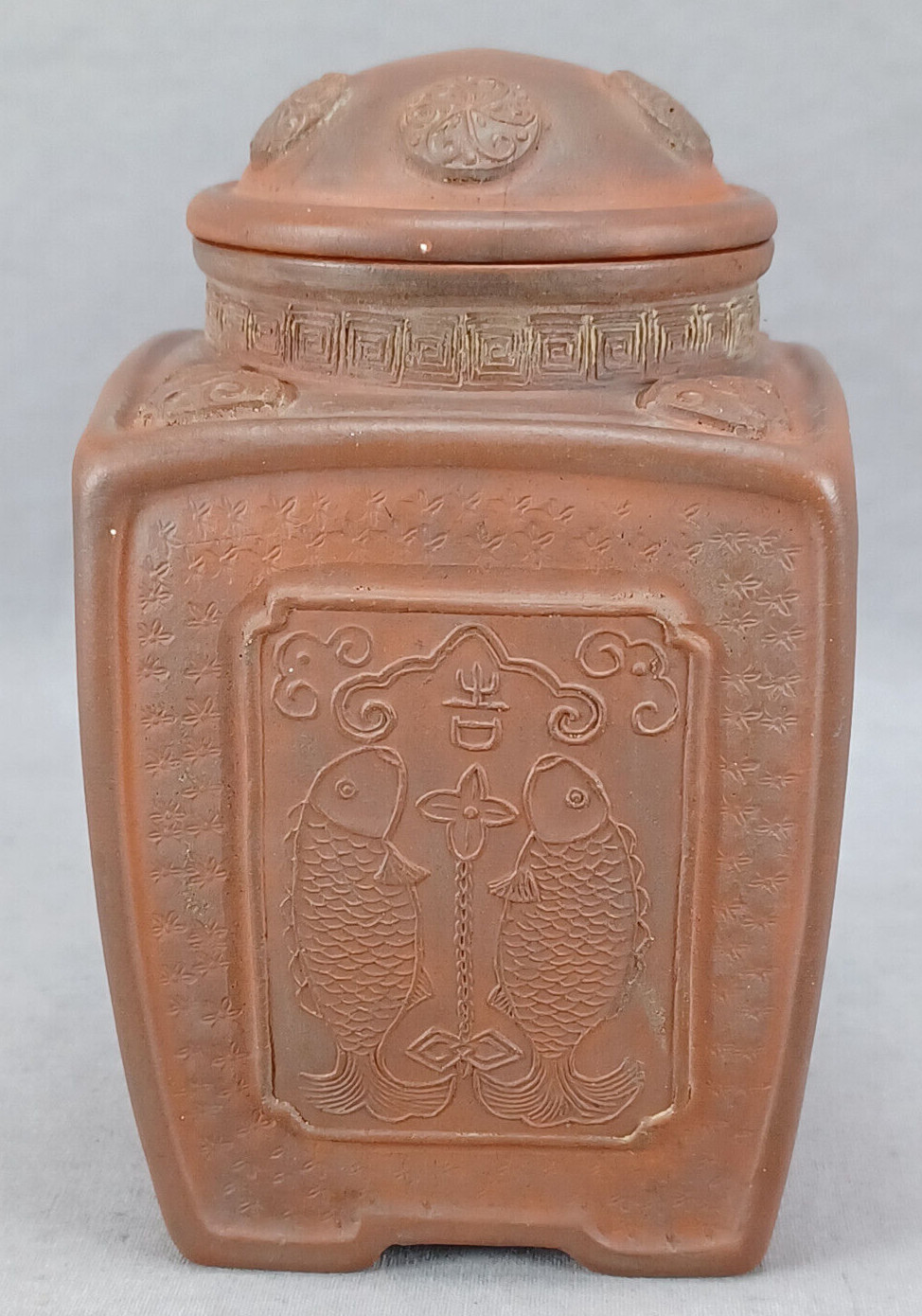 Antique Early 20th Century Yixing Pottery Stoneware Tea Caddy Antique Early 20th Century Yixing Pottery Stoneware Tea Caddy