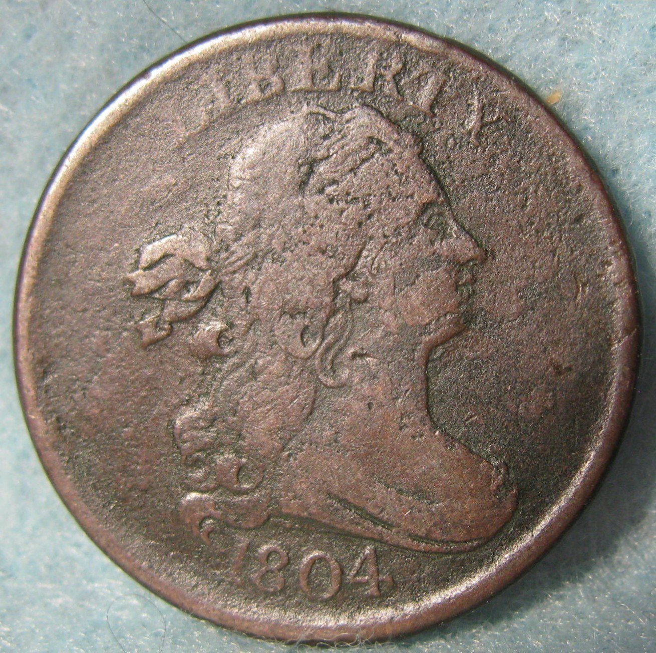 1804 Draped Bust Half Cent Circulated Details Old US Coin #669