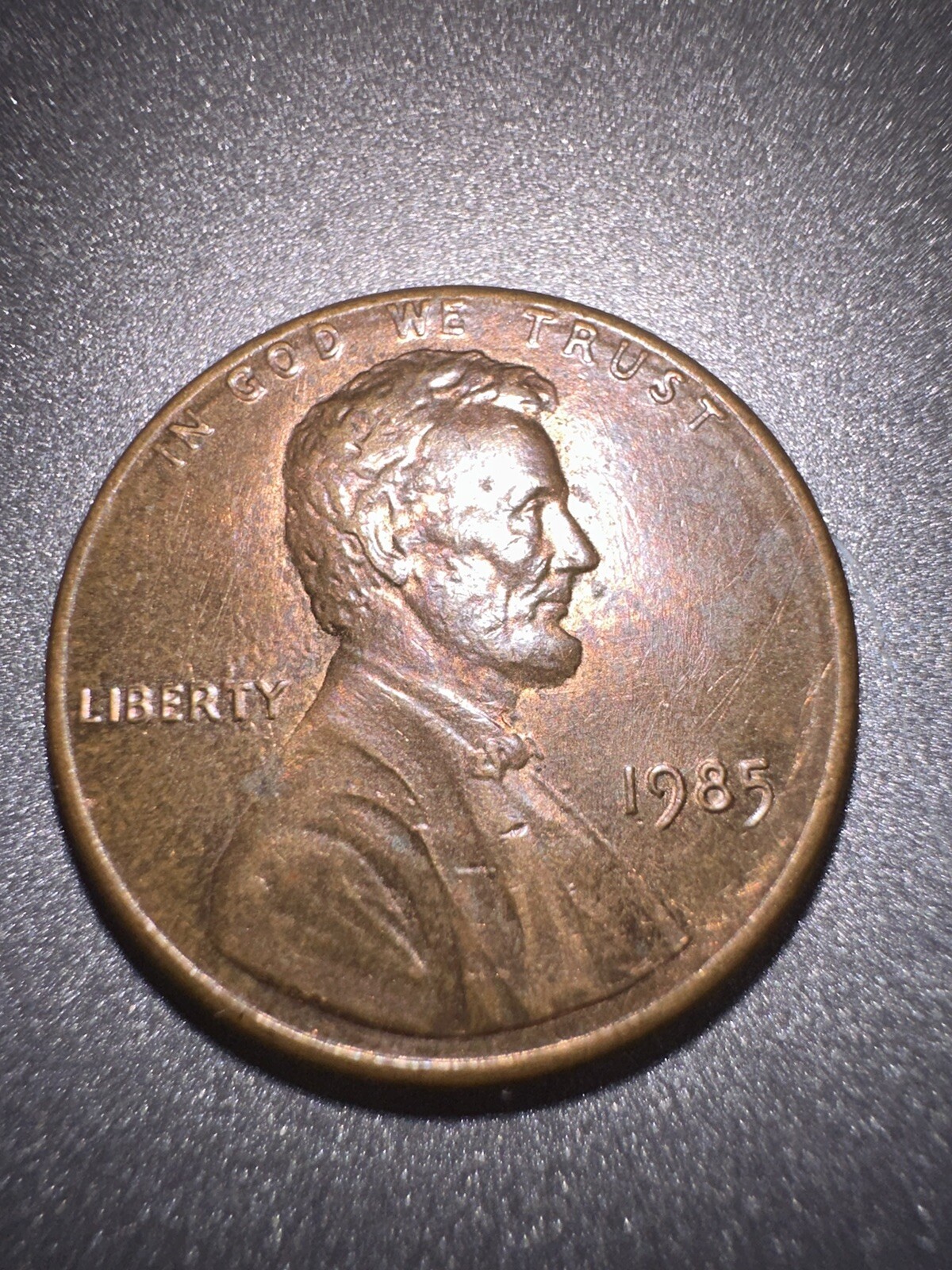 RARE 1985 Lincoln penny no mint mark, No Initial FG