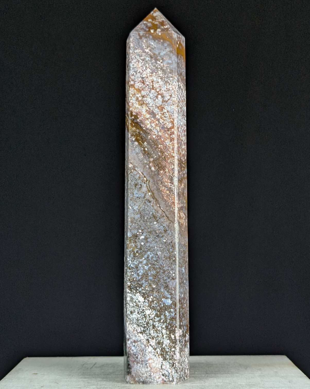 Ocean Jasper Tower Point Crystal Big Tall Gemstone Wand OJ Reiki 