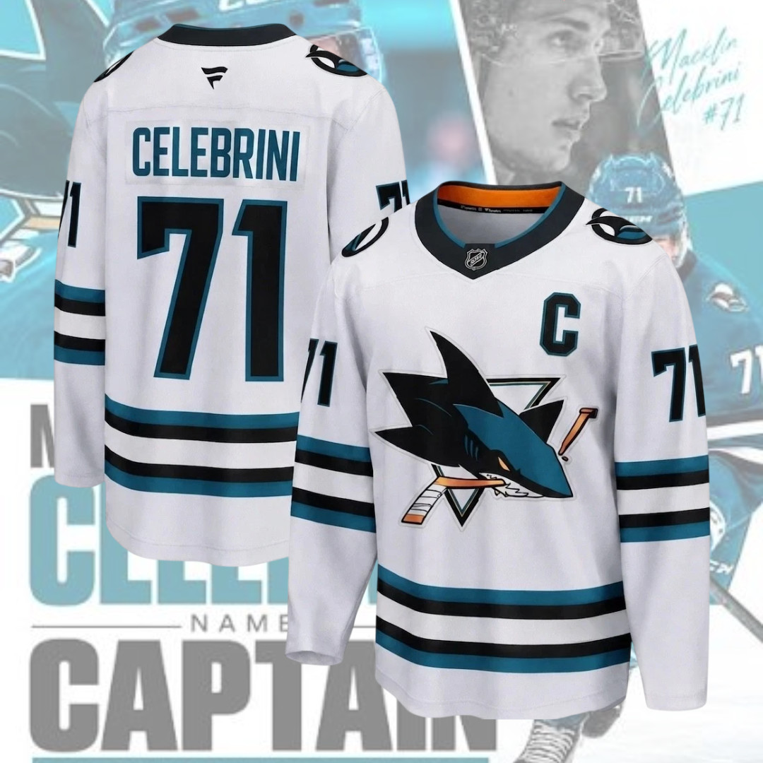 Macklin Celebrini #71 San Jose Sharks Black Hockey Stitched Jersey Player WHTE