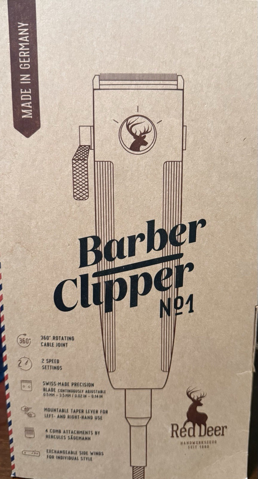 Red Deer Barber Clipper No. 1. Brand New
