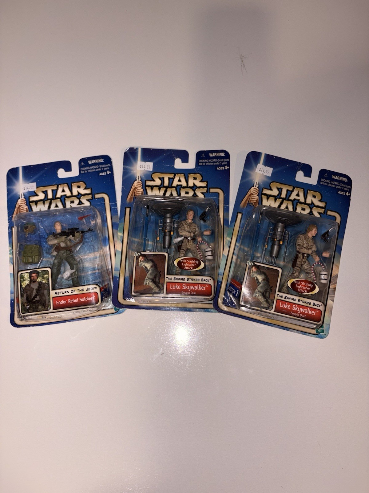 Lot of 3 Vintage 2002 Star Wars Figures - New On Card - Hasbro - Saga Collection