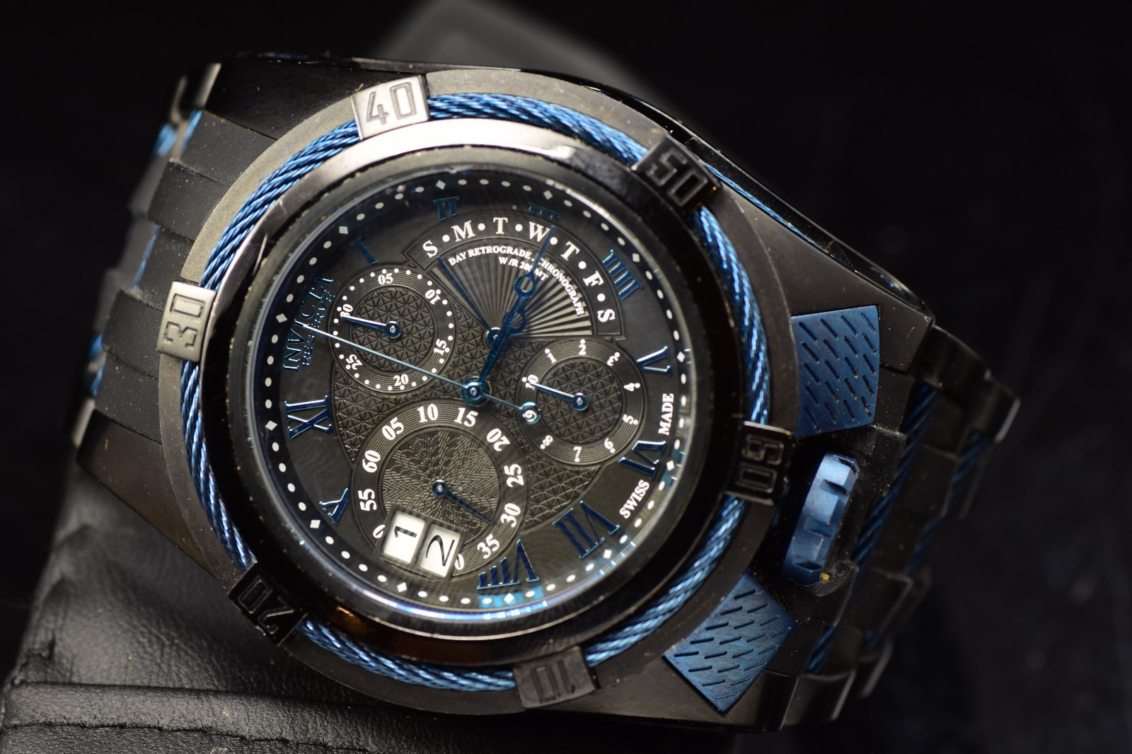 Invicta Reserve Bolt Zeus Chrono SWISS MADE Blue, Black Tone Men\'s Watch 53mm