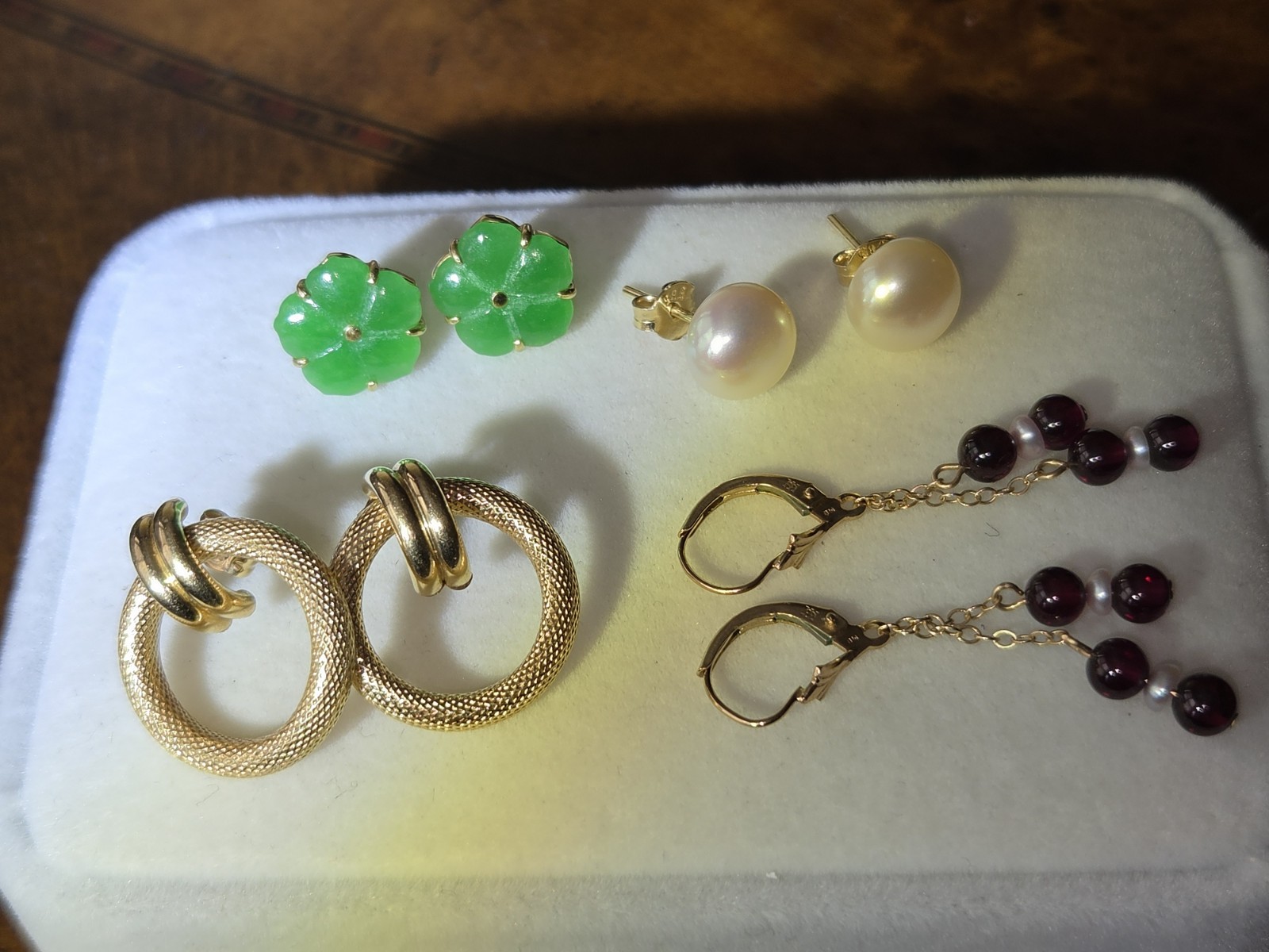 LOVELY SET OF 4 PAIRS OF VINTAGE 1970s-80s 14k SOLID YELLOW GOLD EARRINGS 9.5g