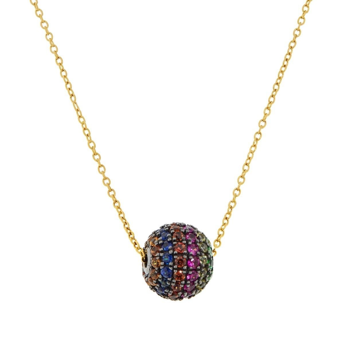 Rarities Carol Brodie Multi-Sapphire Disco Ball Vermeil Sterling Silver Necklace