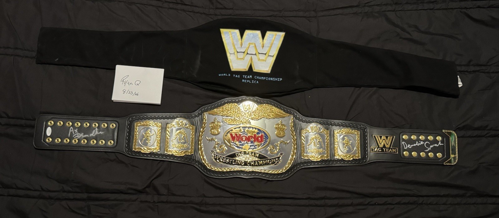 WWE Demolition Signed Replica Belt Dual Plated Classic Tag Team Championship WWF WWE Demolition Signed Replica Belt Dual Plated Classic Tag Team Championship WWF