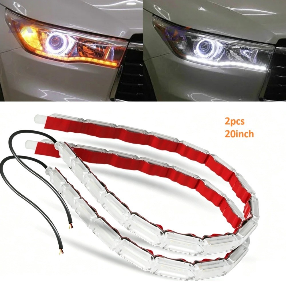 Crystal DRL LED Strip Lights Daytime Flowing Turn Signal Flexible Daul Color Crystal DRL LED Strip Lights Daytime Flowing Turn Signal Flexible Daul Color