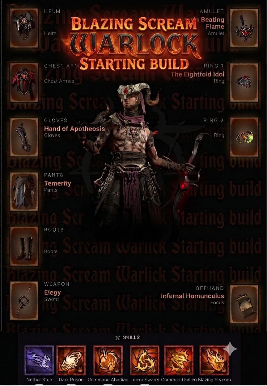 DIABLO 4🌞SEASONAL 15🔥BLAZING SCREAM WARLOCK BUILD✨x10 NON-GA ITEMS✨100M GOLD DIABLO 4🌞SEASONAL 15🔥BLAZING SCREAM WARLOCK BUILD✨x10 NON-GA ITEMS✨100M GOLD