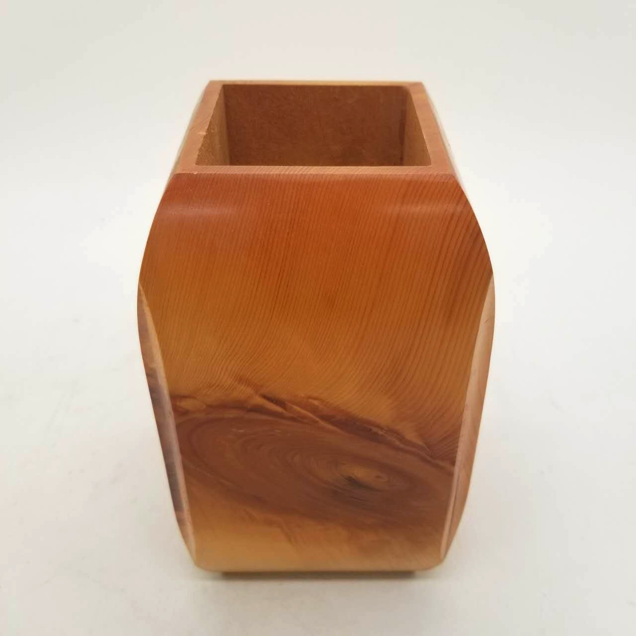 Vintage Japanese Zelkova Wood Square Ikebana Vase with Insert