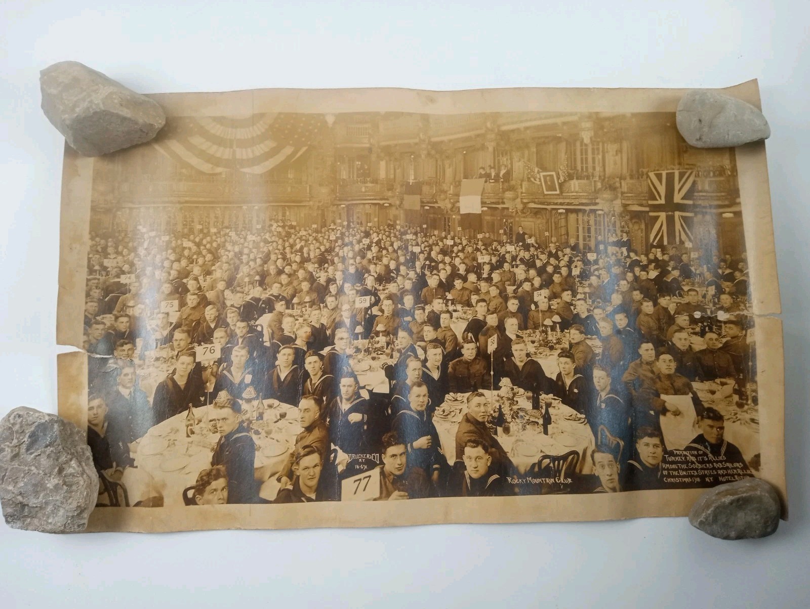 Antique Rare 1918 Rocky Mountain Club Banquet @ Hotel Astor Photograph Antique Rare 1918 Rocky Mountain Club Banquet @ Hotel Astor Photograph