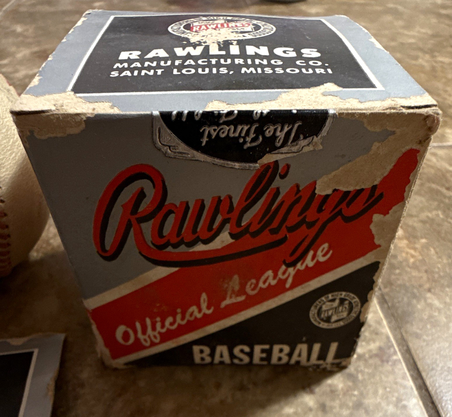 Vintage 1954 Rawlings Official Longhorn League Baseball Harry James stamp W/ Box
