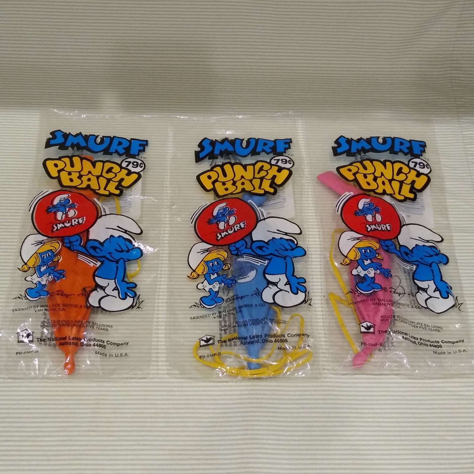 Smurf Party Supplies Punch Balls Lot of 3 1980s Vintage Smurfs Collectible NIP