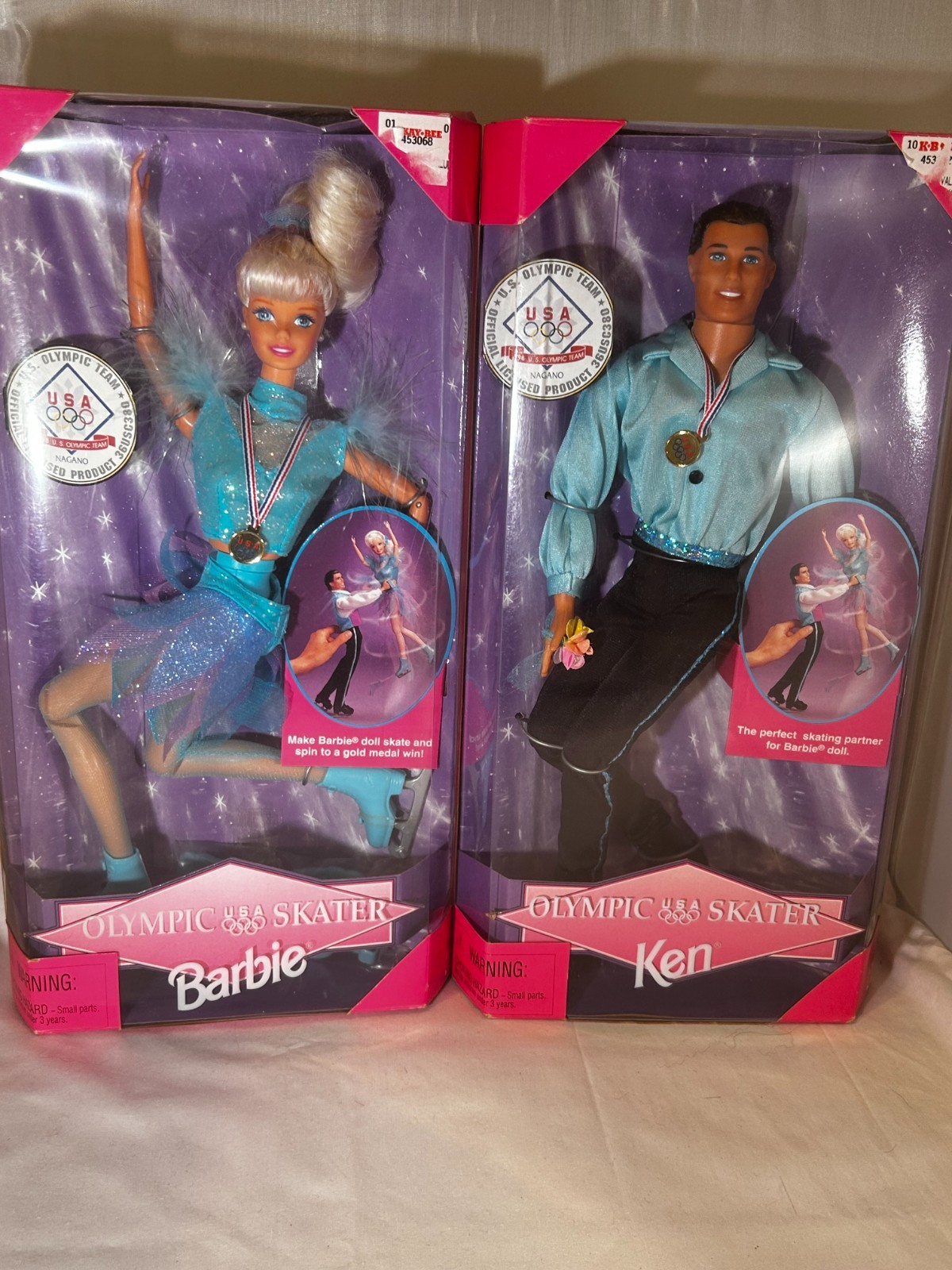 VTG 1997 Pair Of Olympic Skater Barbie & Ken (Barbie Spins) - NIB