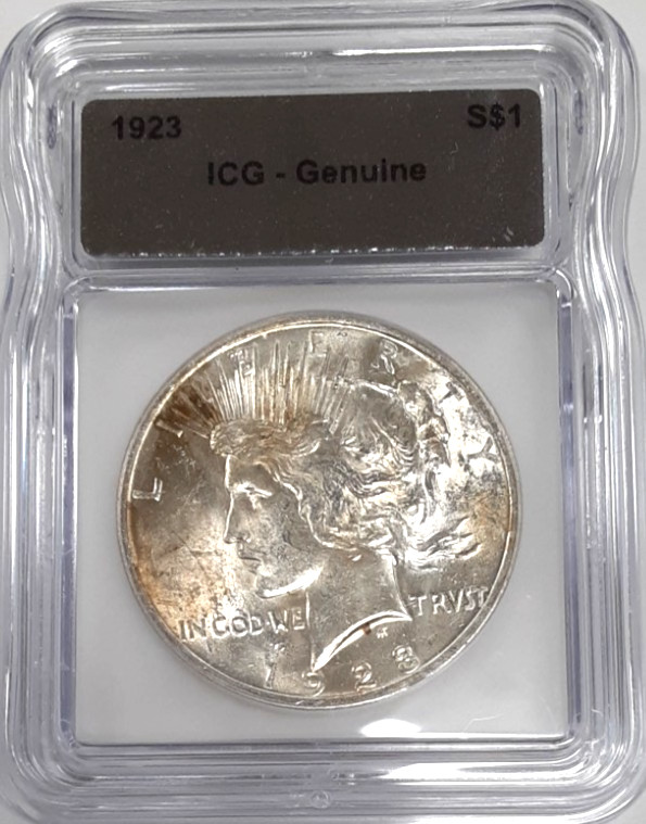 1923 $1 Peace Silver Dollar ICG Genuine (105) 1923 $1 Peace Silver Dollar ICG Genuine (105)