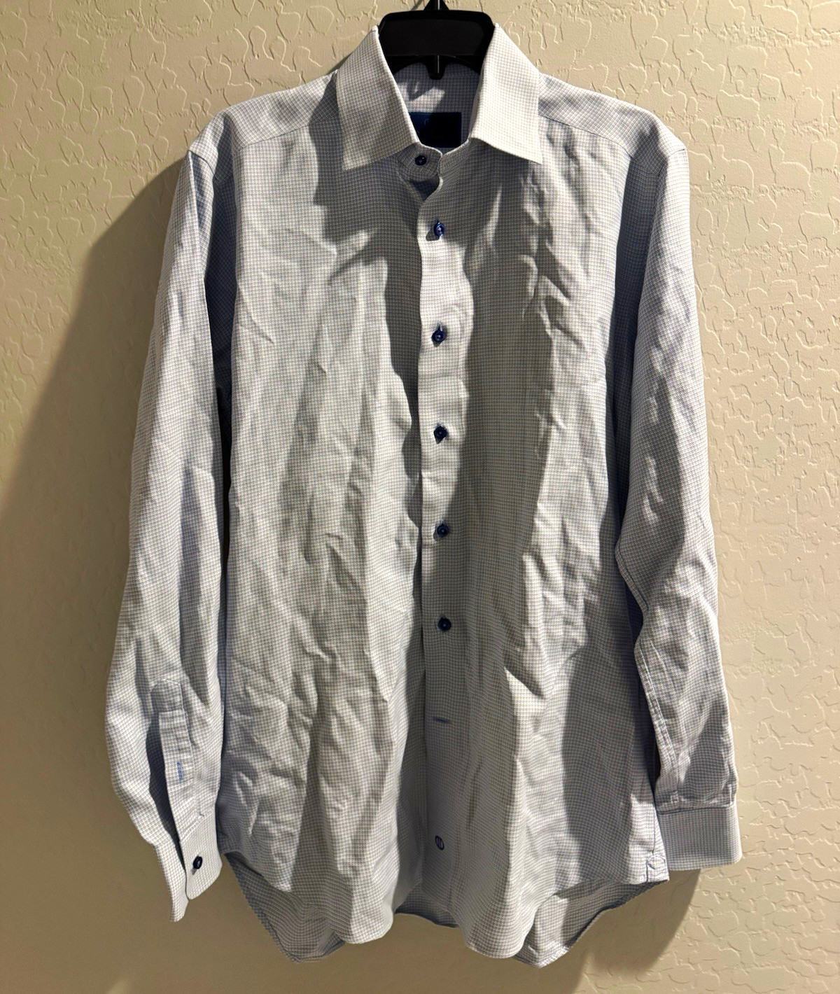 Eton Mens Slim Fit Dress Shirt 15.5 39 White Blue Polka Dot Cotton Eton Mens Slim Fit Dress Shirt 15.5 39 White Blue Polka Dot Cotton