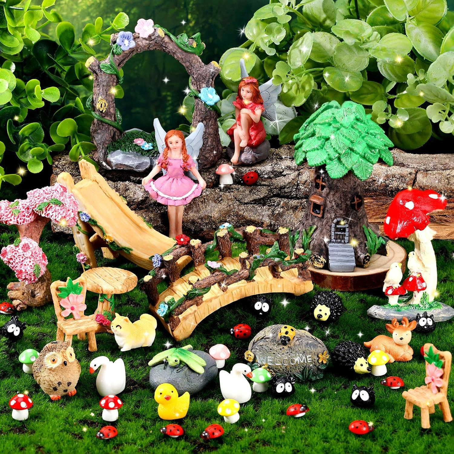 44 Pcs Fairy Garden Kit Miniature Fairy Garden House Accessories with Resin