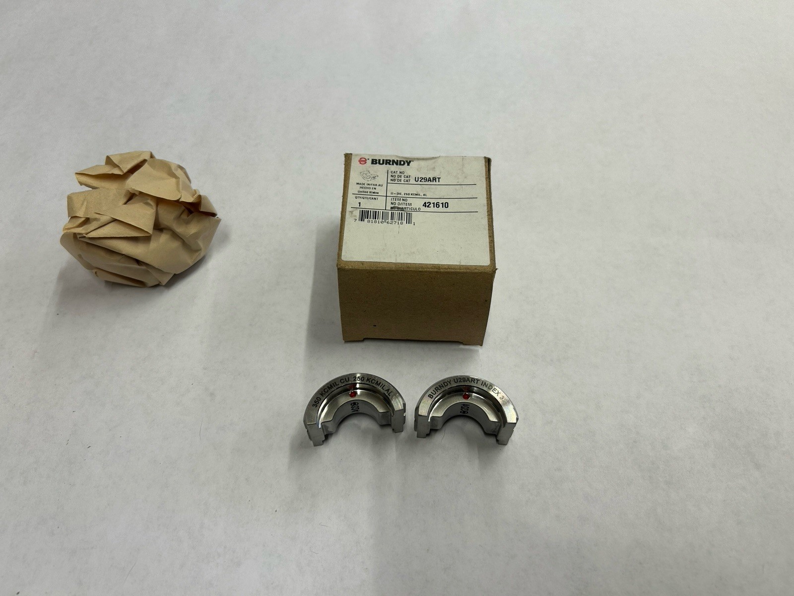 New Burndy U29ART Crimping Die, Index 324, 350 KCMIL CU 250 KCMIL AL, Stainless