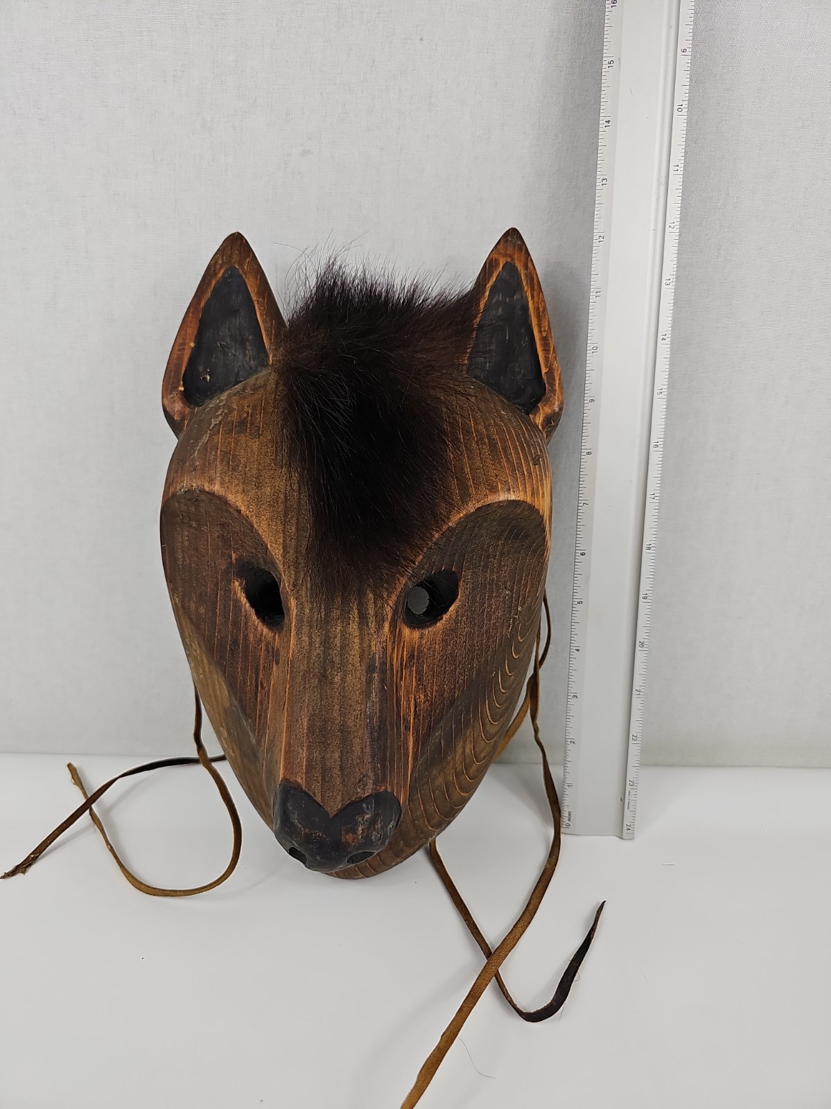 Vintage Cherokee National Wolf Booger Mask - By Toby Hughes Master Carver 12 Vintage Cherokee National Wolf Booger Mask - By Toby Hughes Master Carver 12