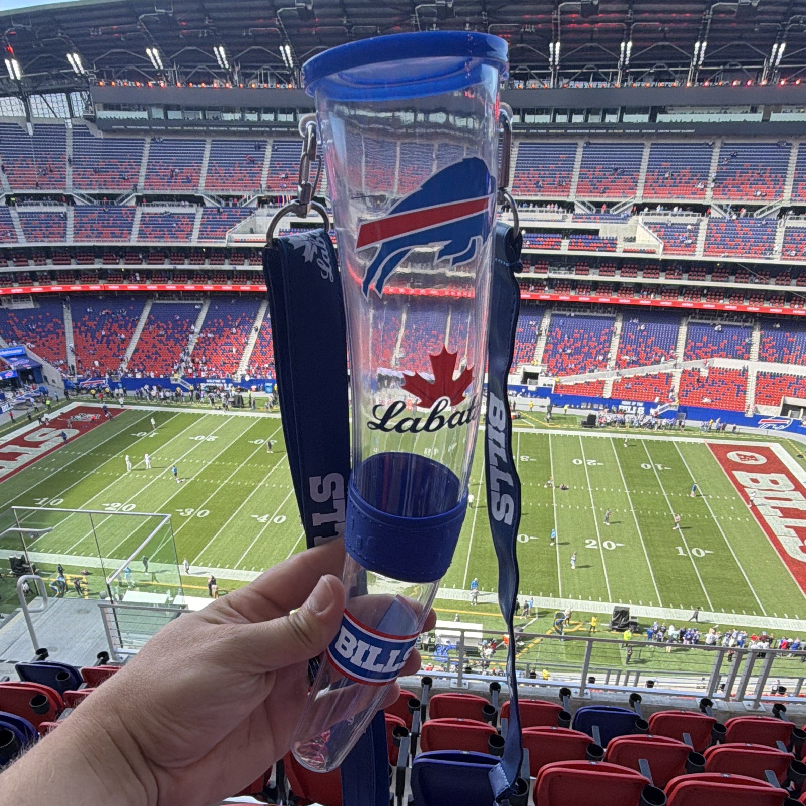 Labatt Buffalo Bills Beer Horn w/ Lid & Lanyard Labatt Buffalo Bills Beer Horn w/ Lid & Lanyard