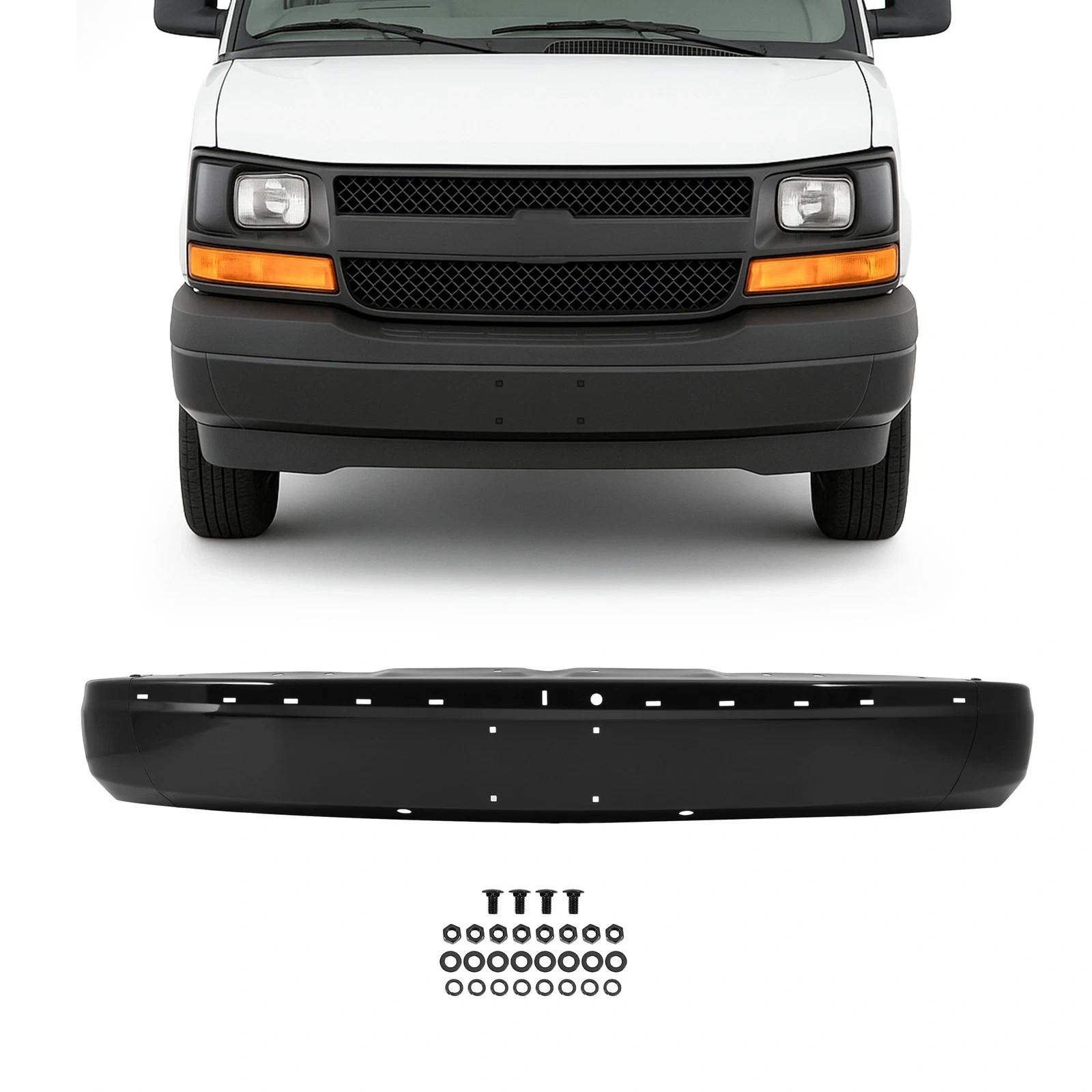 Front Bumper Face Bar Steel For Chevrolet Express GMC Savana 1500 2500 2003-2025